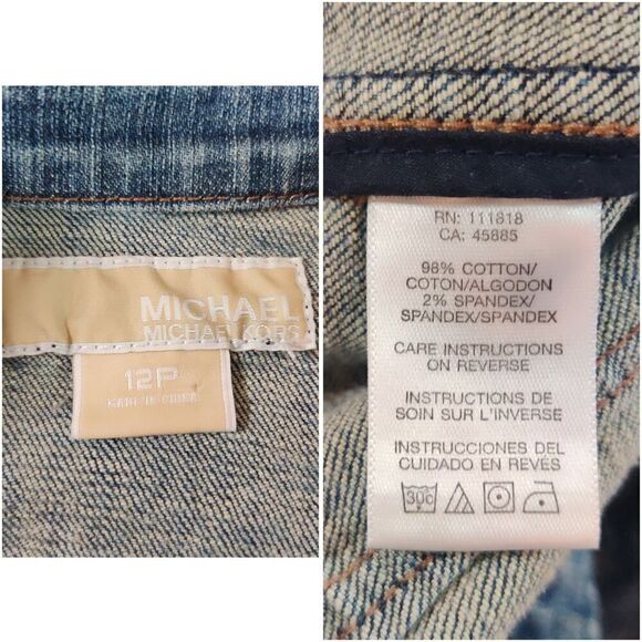 MICHAEL Michael Kors crop stand-up collar denim jacket sz 12P - Picture 8 of 8